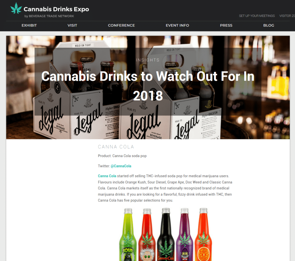 Canna Cola Top 10 Cannabis Drink Cannabis Drink Expo 2018